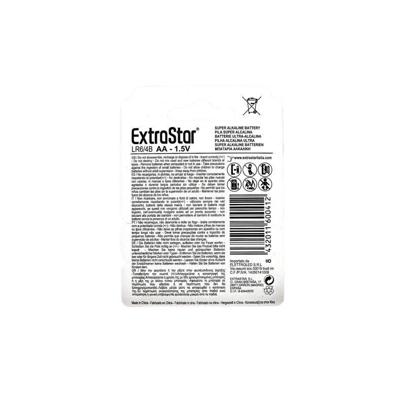 Extrastar AA - Batteria Alcalina "Alkaline"