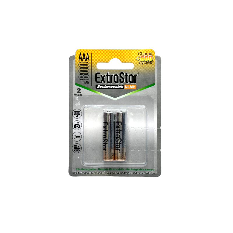Extrastar AAA 800mAh - Batteria Ricaricabile "Rechargeable