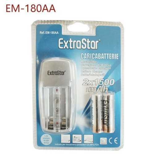 Extrastar AA- AAA- 9V Battery Charger with 2 Battery 1500 mAh