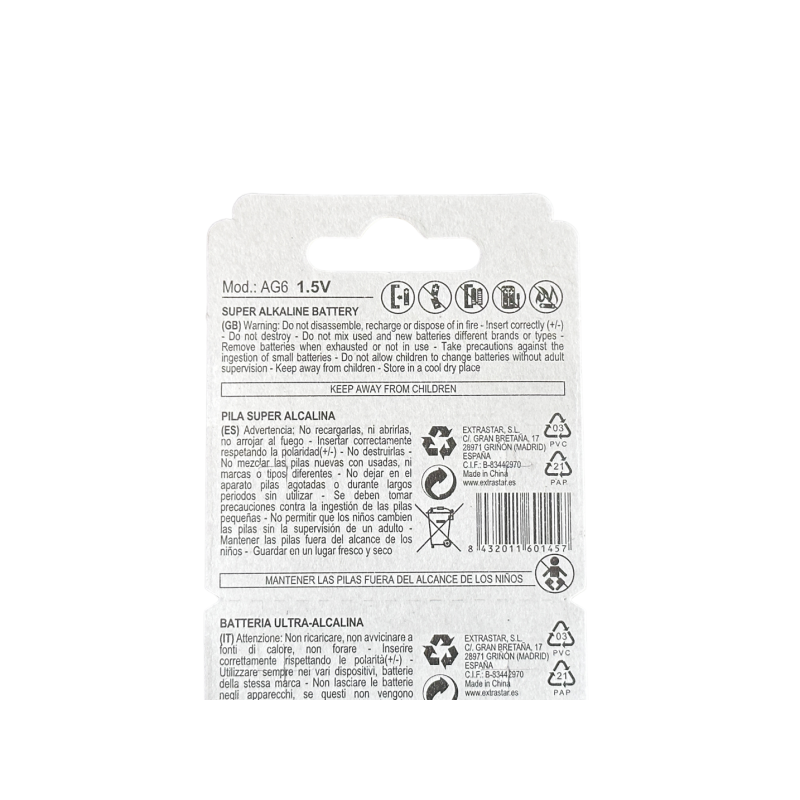Extrastar AG 6 - Alkaline Battery