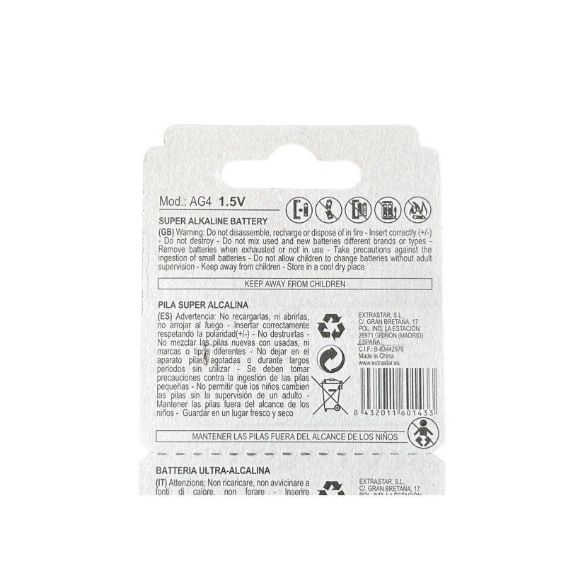 Extrastar AG 4 - Batteria Alcalina "Alkaline"