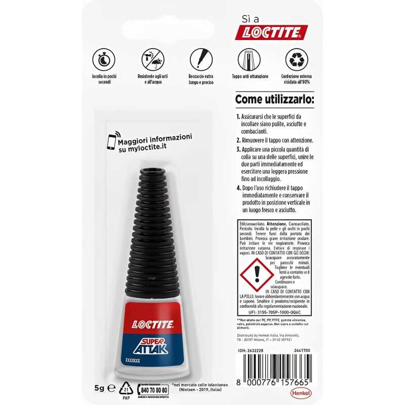 Loctite Super Attak Original, Colla Liquida Trasparente da 5g