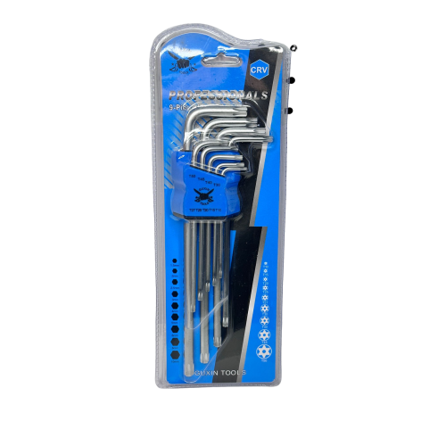 Allen key set of 9 pcs in Steel, Star Tip