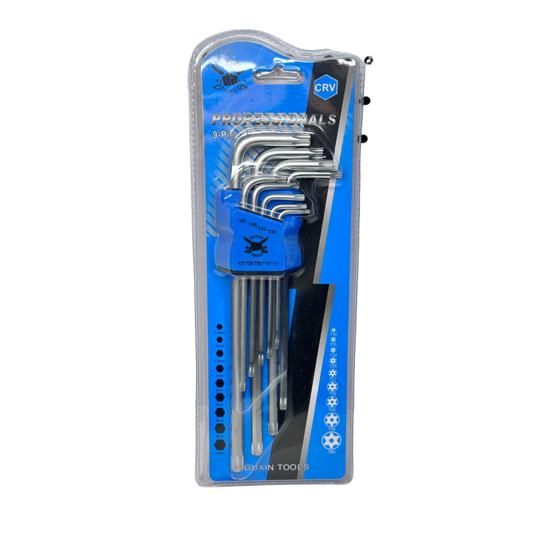 Allen key set of 9 pcs in Steel, Star Tip