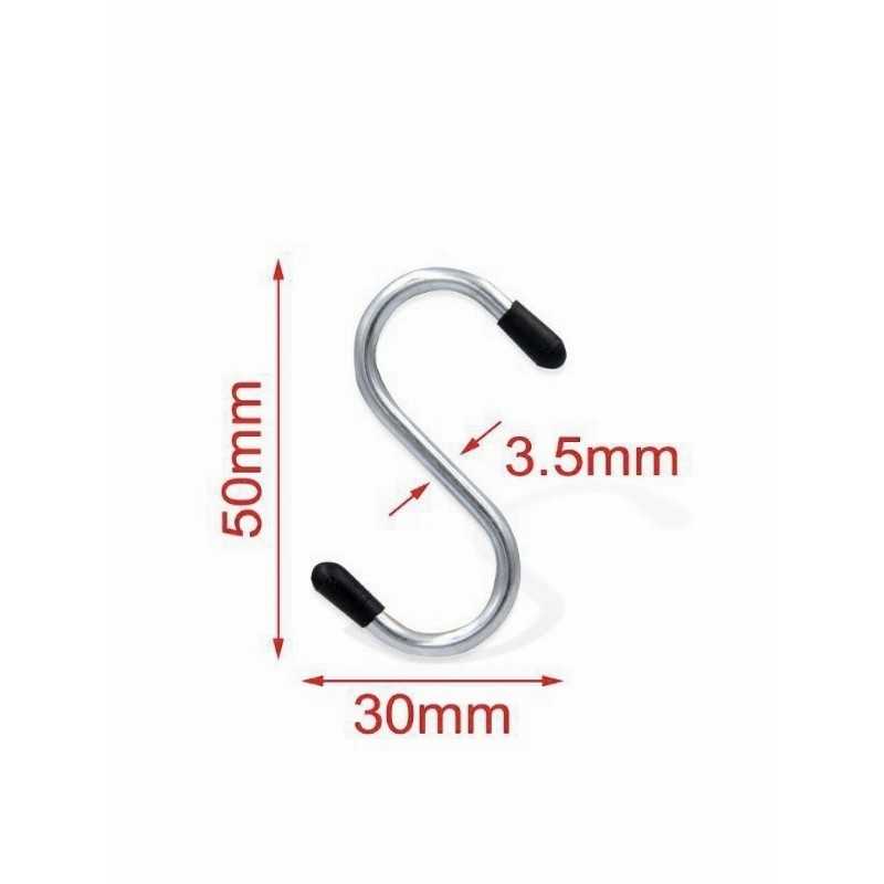 S-shaped hooks, 5cm Multipurpose Stainless Steel Rubberized Head