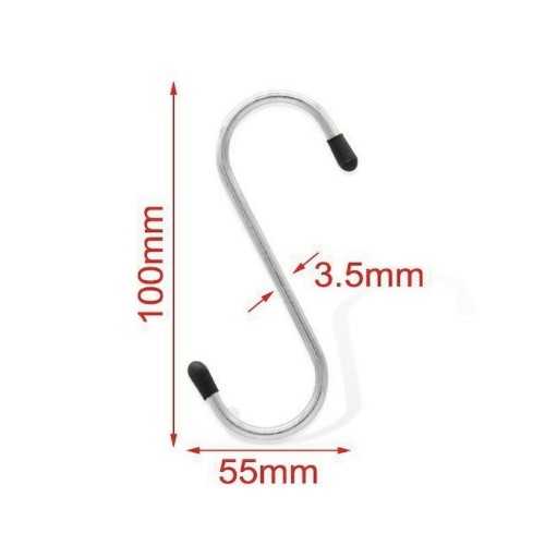 S-shaped hooks, 10cm Multipurpose Stainless Steel Rubberized