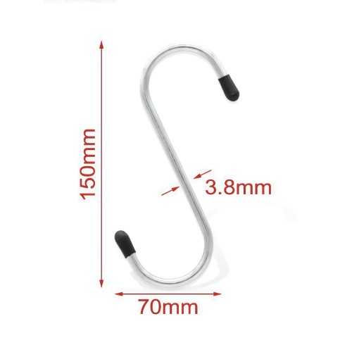 Ganci a S, da 15cm Testa Gommata in Acciaio inox Multiuso