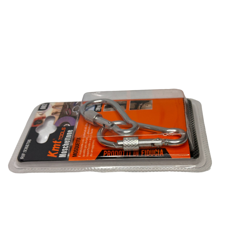 2 Carabiner with Screw Safety Closure in Steel 60mm