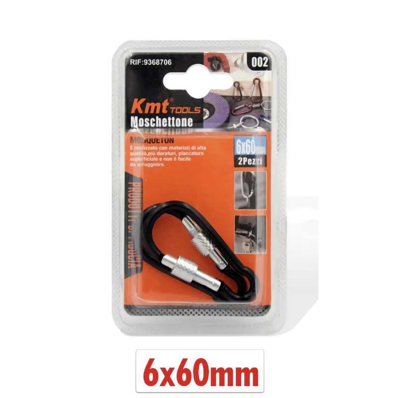 2 Carabiner with Screw Safety Closure in Steel 60mm