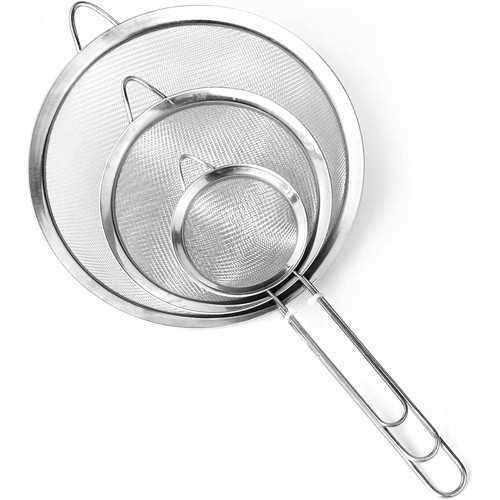Set da 3 pezzi di Setacci in Acciaio Inox 11-8-6.