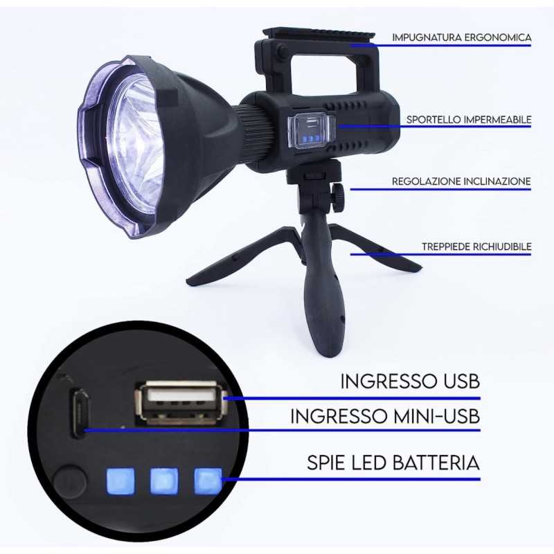 Torcia Led Professionale Potente con Manico e Treppiede