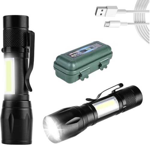 Powerful Professional Rechargeable Flashlight to MicroUSB Cable