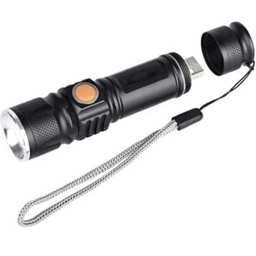 Professional Mini Flashlight Rechargeable via USB, Zoomable and