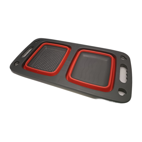 Two-compartment folding pasta drain made of silicone