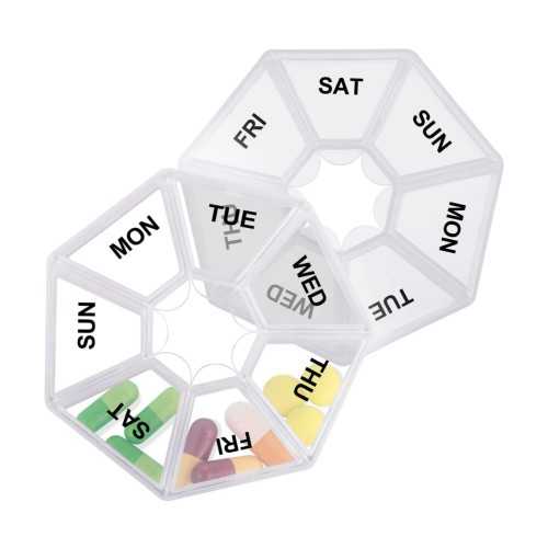 Weekly pill holder with 7 compartments