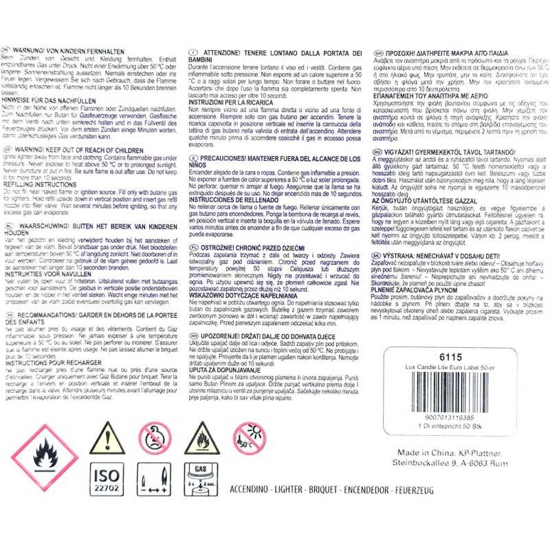 LUX Accendini Colorati Euro Label - Accendigas / Candele