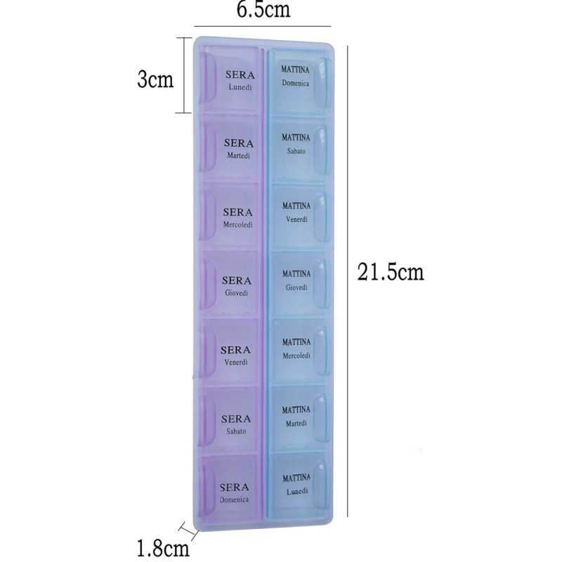 Weekly Pillbox Pill Container with 14 Compartments