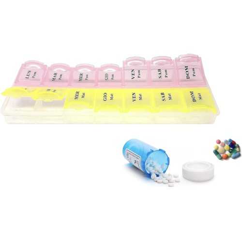 Weekly Pillbox Pill Container with 14 Compartments