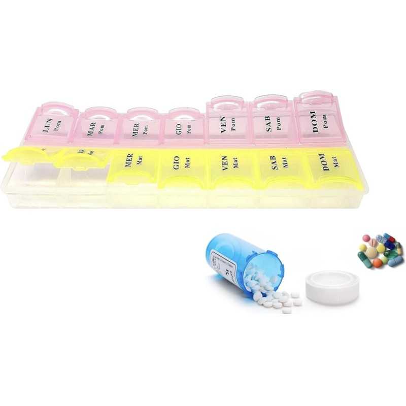 Weekly Pillbox Pill Container with 14 Compartments