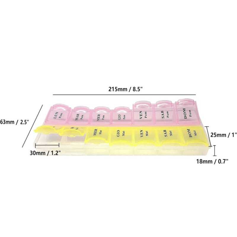 Weekly Pillbox Pill Container with 14 Compartments