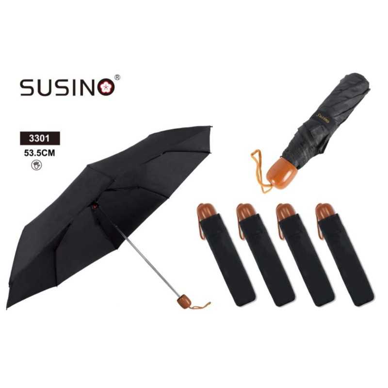 SUSINO Ombrello Pieghevole Piccolo - Tinta unita Nero 53cm