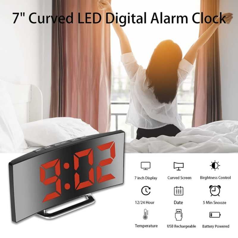 Sveglia Digitale, grande schermo a specchio LED da 7''