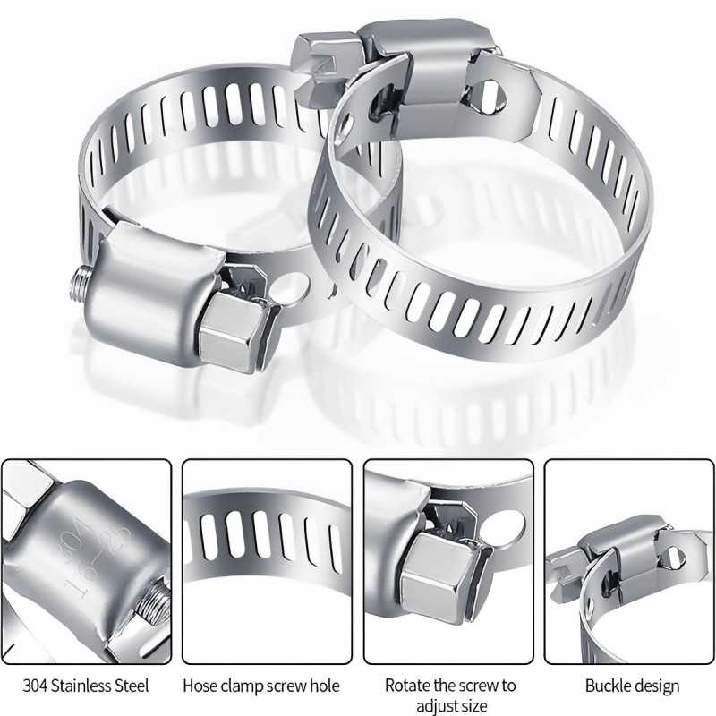 Set of 12 Stainless Steel Pipe Tighteners 18-60 mm